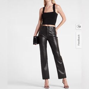 Express Super High Waisted Faux Leather Modern Straight Pant
